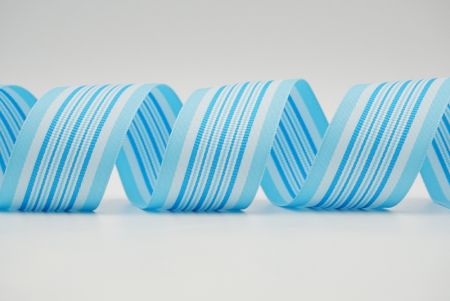 hellblaues Ripsband mit Streifen gewebt